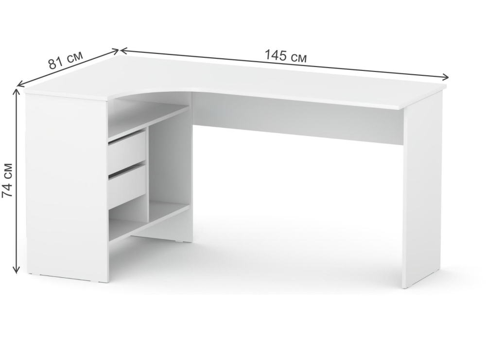 фото письменный стол левый woodville спм-25 белый 445864 | 220svet.ru