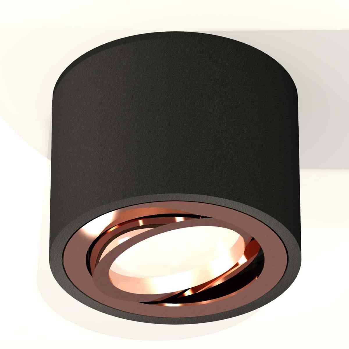 фото комплект накладного светильника ambrella light techno spot xs7511005 sbk/ppg черный песок/золото розовое полированное (c7511, n7005) | 220svet.ru