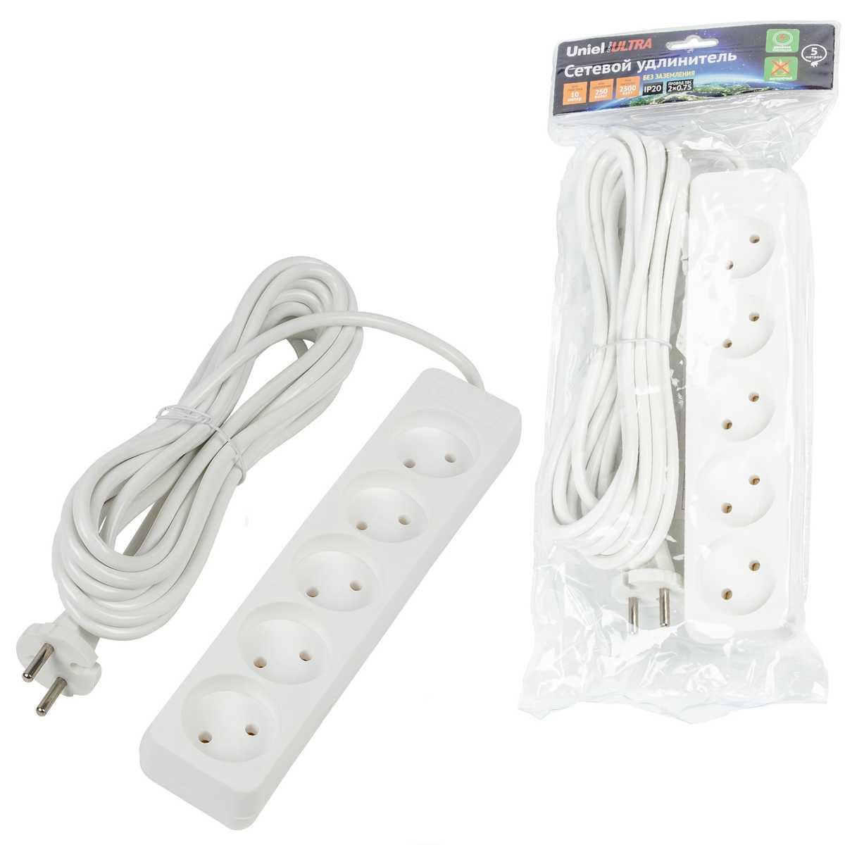 фото удлинитель uniel ultra 5гн х 5м б/з s-cu5-5 white ul-00009991 | 220svet.ru