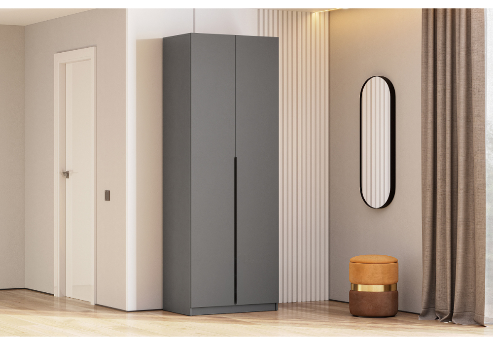 фото шкаф двухстворчатый woodville даиго графит серый 593704 | 220svet.ru