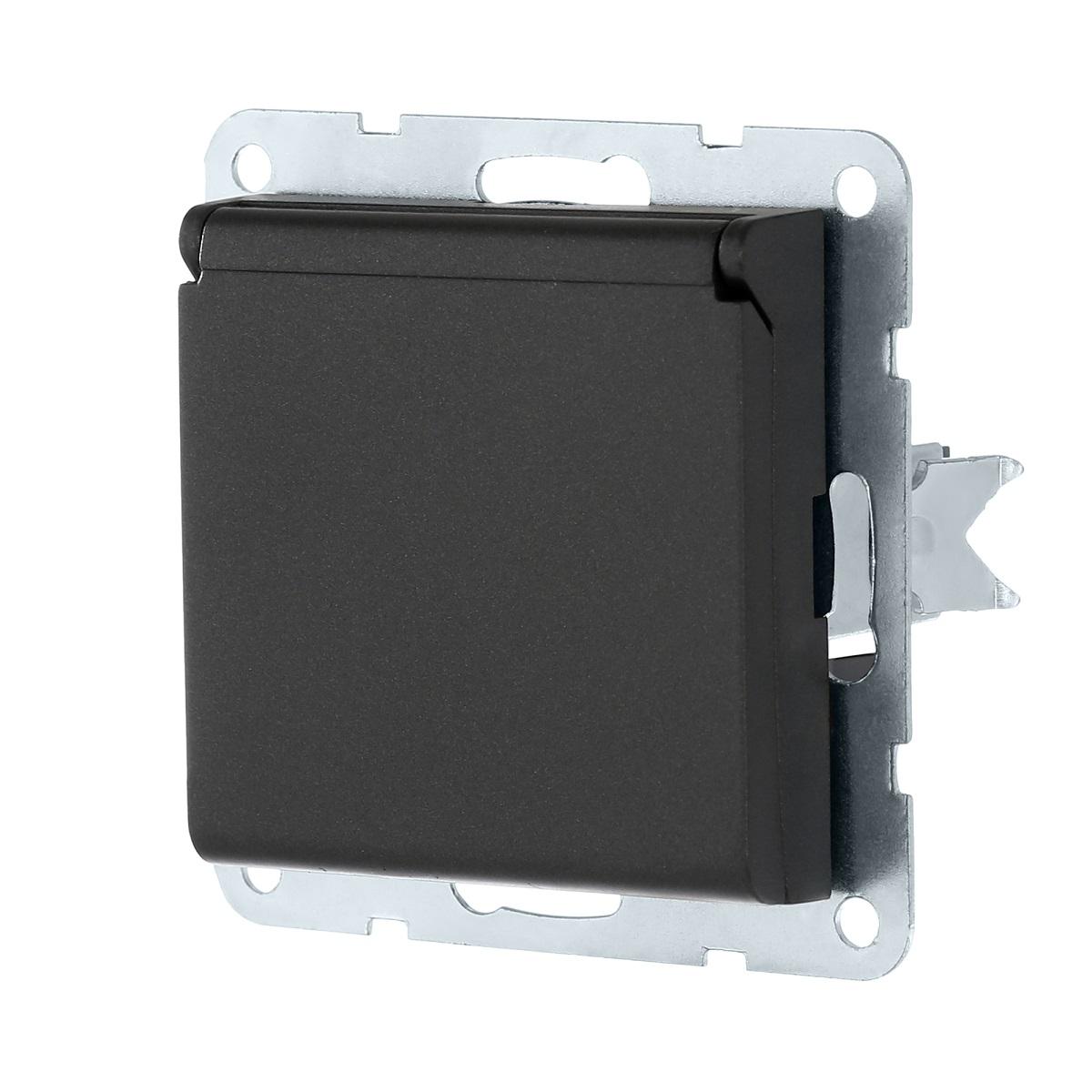 фото розетка lk studio с з/к, шторками и крышкой (черный бархат) lk80 843408-1 | 220svet.ru