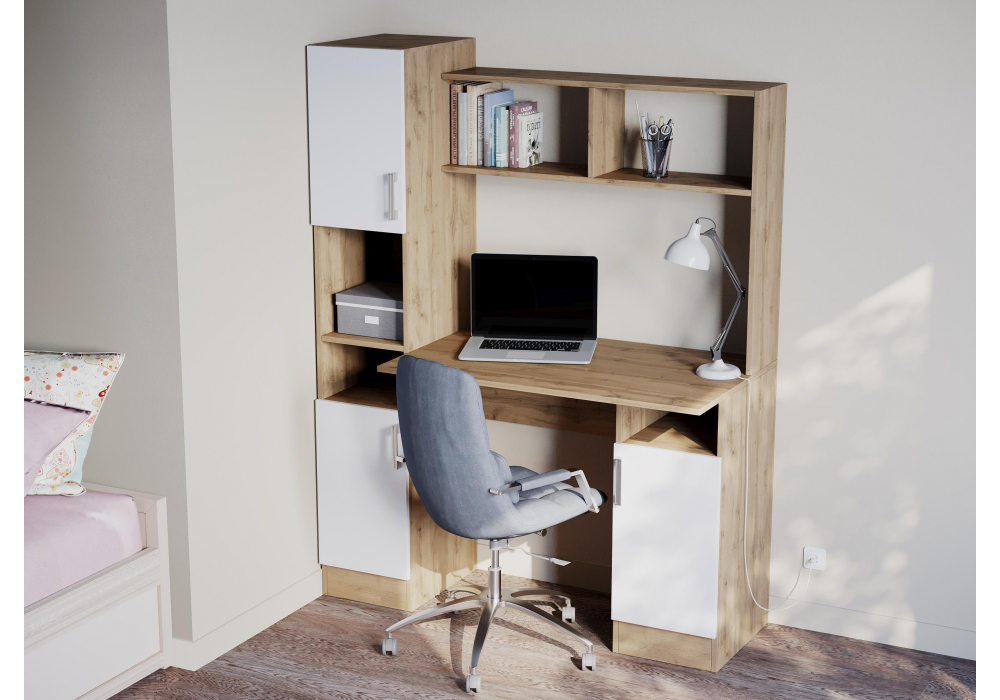 фото компьютерный стол woodville эндо дуб вотан / белый 602813 | 220svet.ru