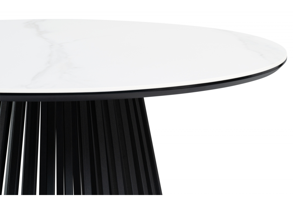 фото керамический стол woodville нэнси 90х90х75 белый мрамор / черный 612876 | 220svet.ru