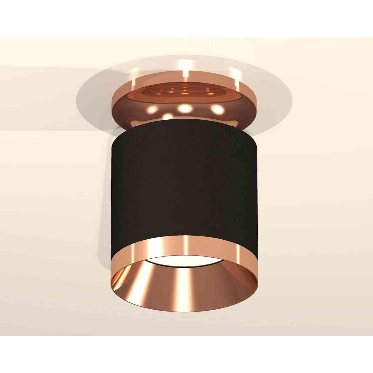 фото комплект накладного светильника ambrella light techno spot xs7402121 sbk/ppg черный песок/золото розовое полированное (n7930, c7402, n7035) | 220svet.ru