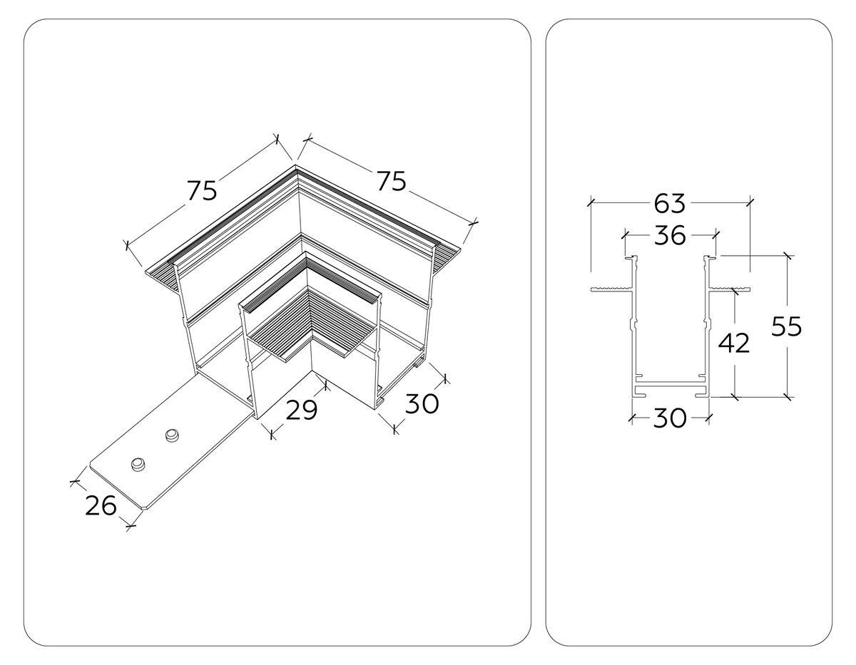 фото коннектор l-образный встраиваемый ambrella light track system magnetic 220v gl1039 | 220svet.ru