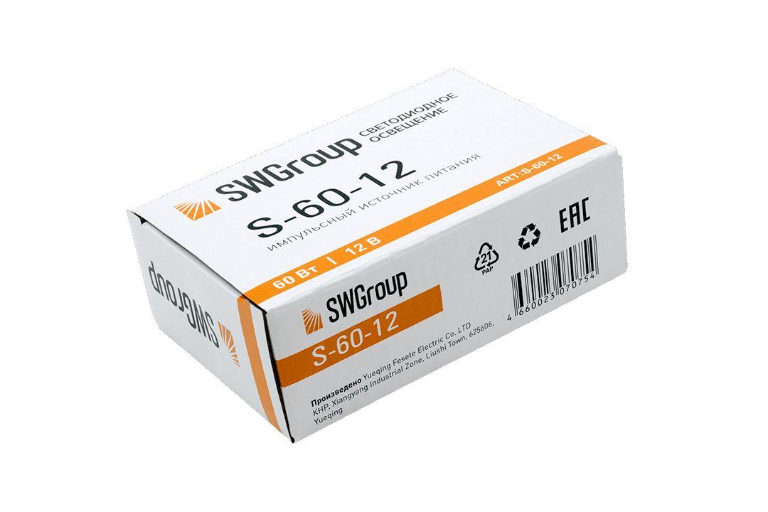фото блок питания swg 12v 60w ip20 5a s-60-12 000142 | 220svet.ru