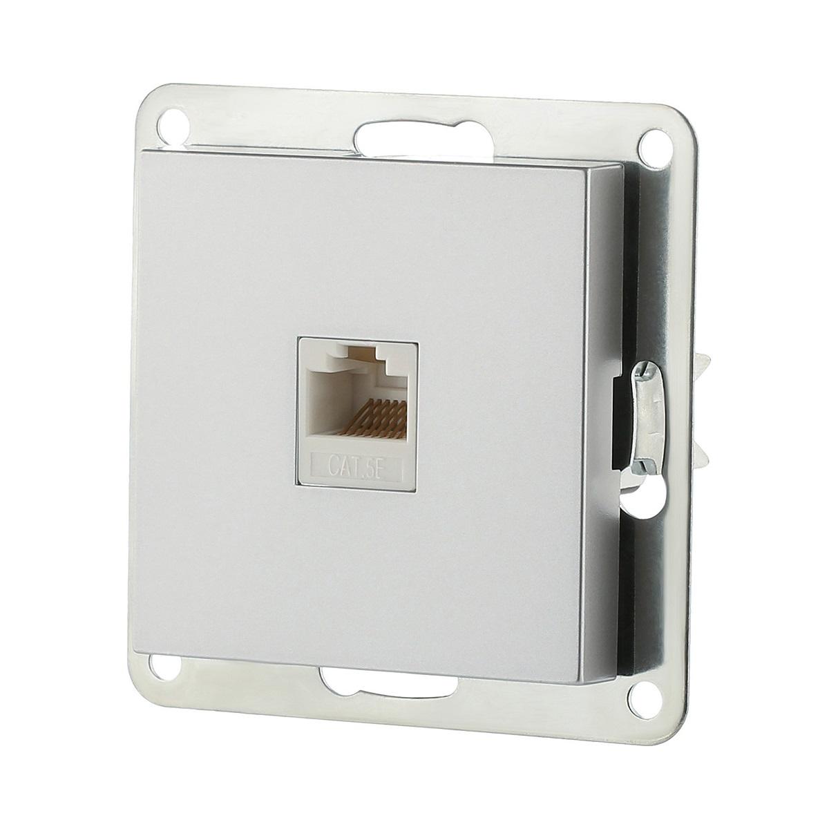 фото розетка lk studio компьютерная rj-45 кат. 5е с накладкой (серебристый металлик) lk80 846103-1 | 220svet.ru