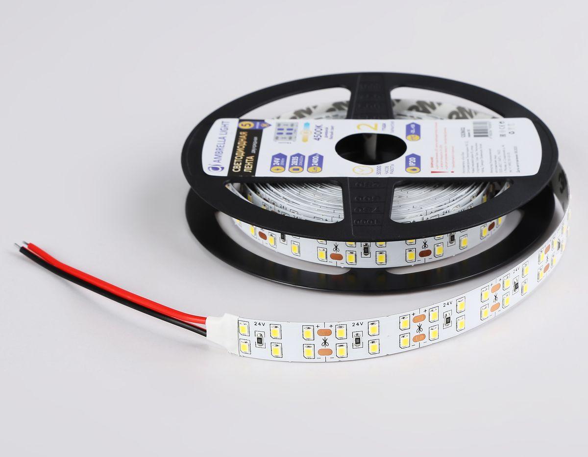 фото светодиодная лента дневной белый ambrella light 20w/m 204led/m 2835smd 4500к 5m gs3602 | 220svet.ru