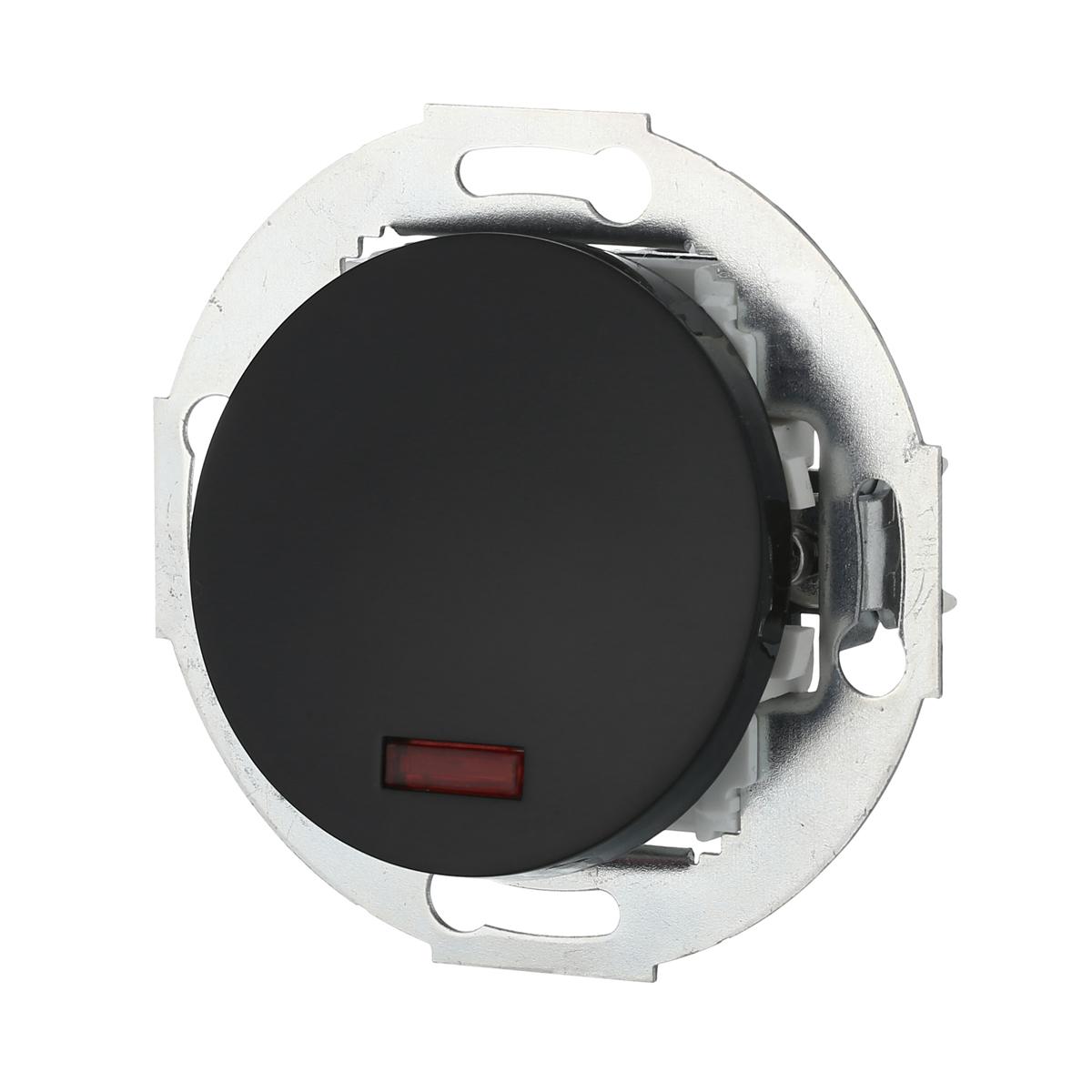 фото переключатель lk studio одноклавишный на два направления (схема 6l) с индикатором 16 a, 250 b (черный) 880408-1 | 220svet.ru