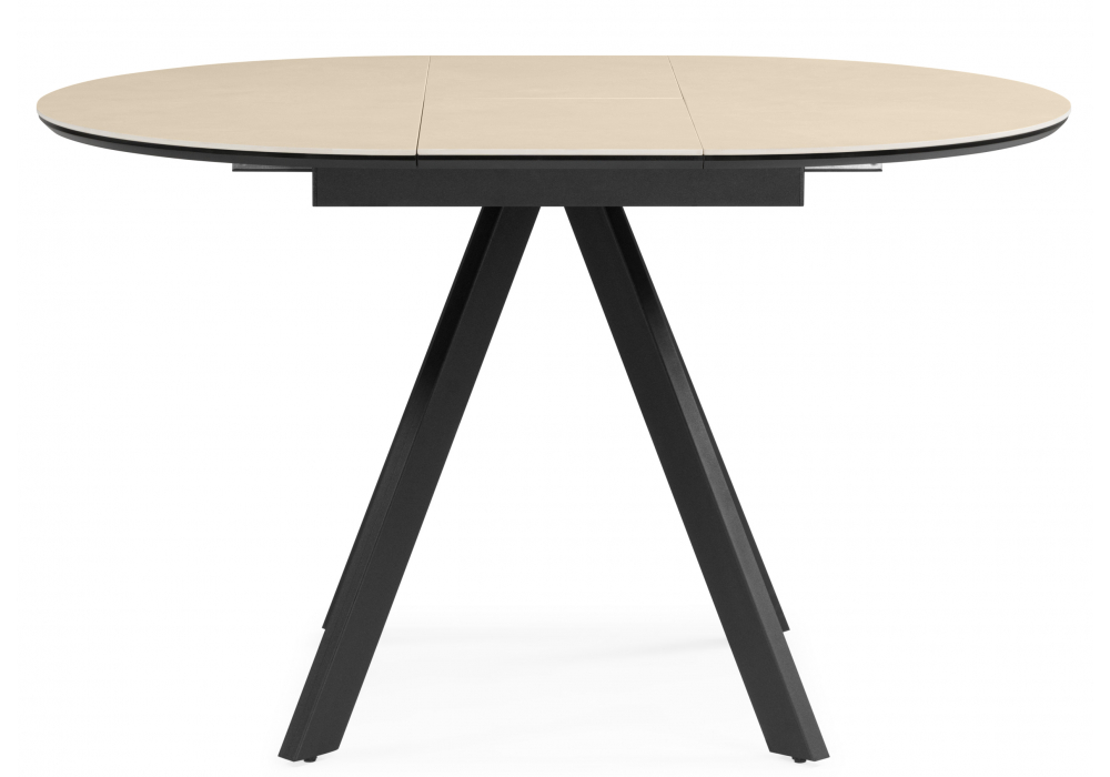 фото керамический стол раздвижной woodville трейси 90 okara light yellow / черный 664952 | 220svet.ru