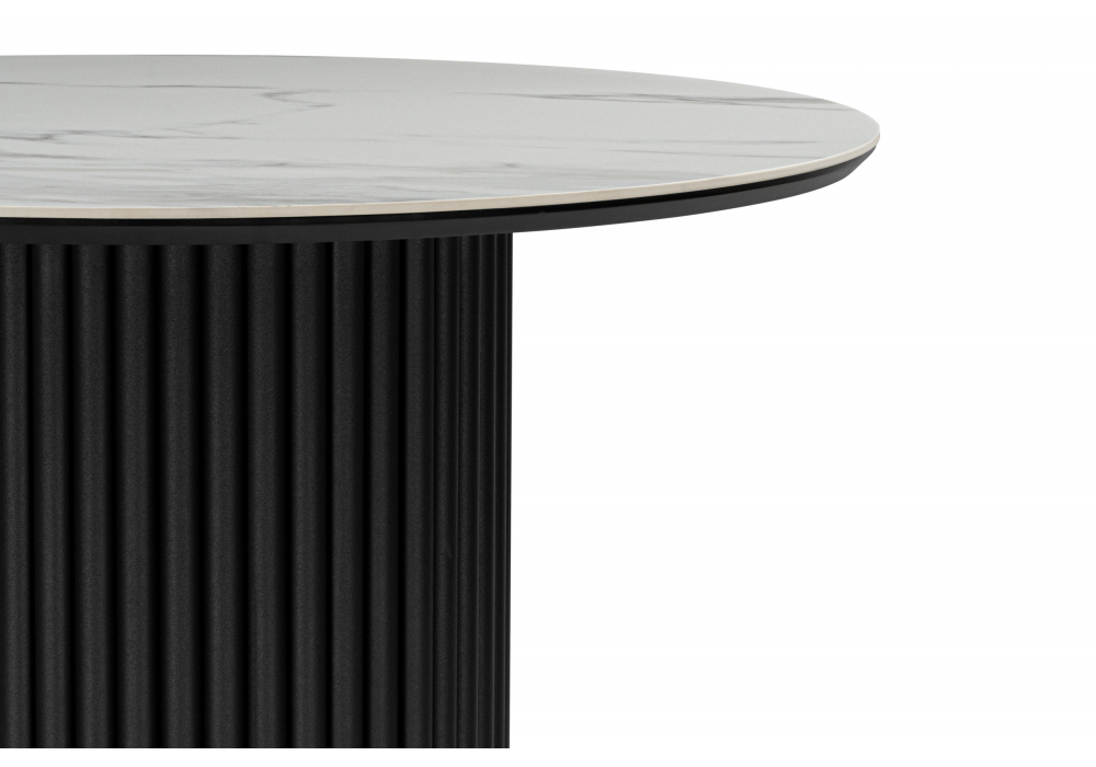 фото керамический стол woodville барел 90 белый мрамор snow white / черный 625951 | 220svet.ru