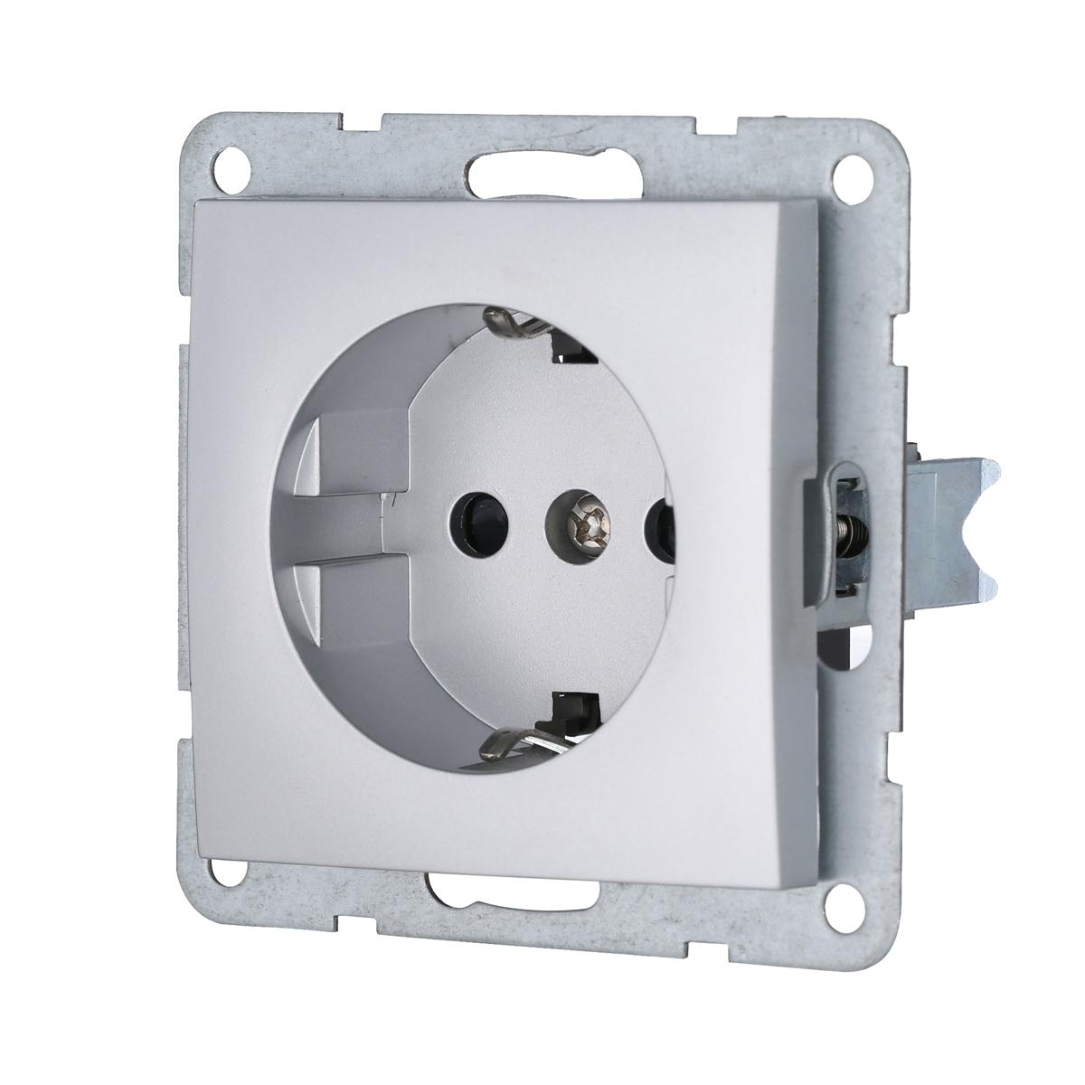 фото розетка lk studio с з/к, со шторками (серебристый металлик) lk60 863203-1 | 220svet.ru