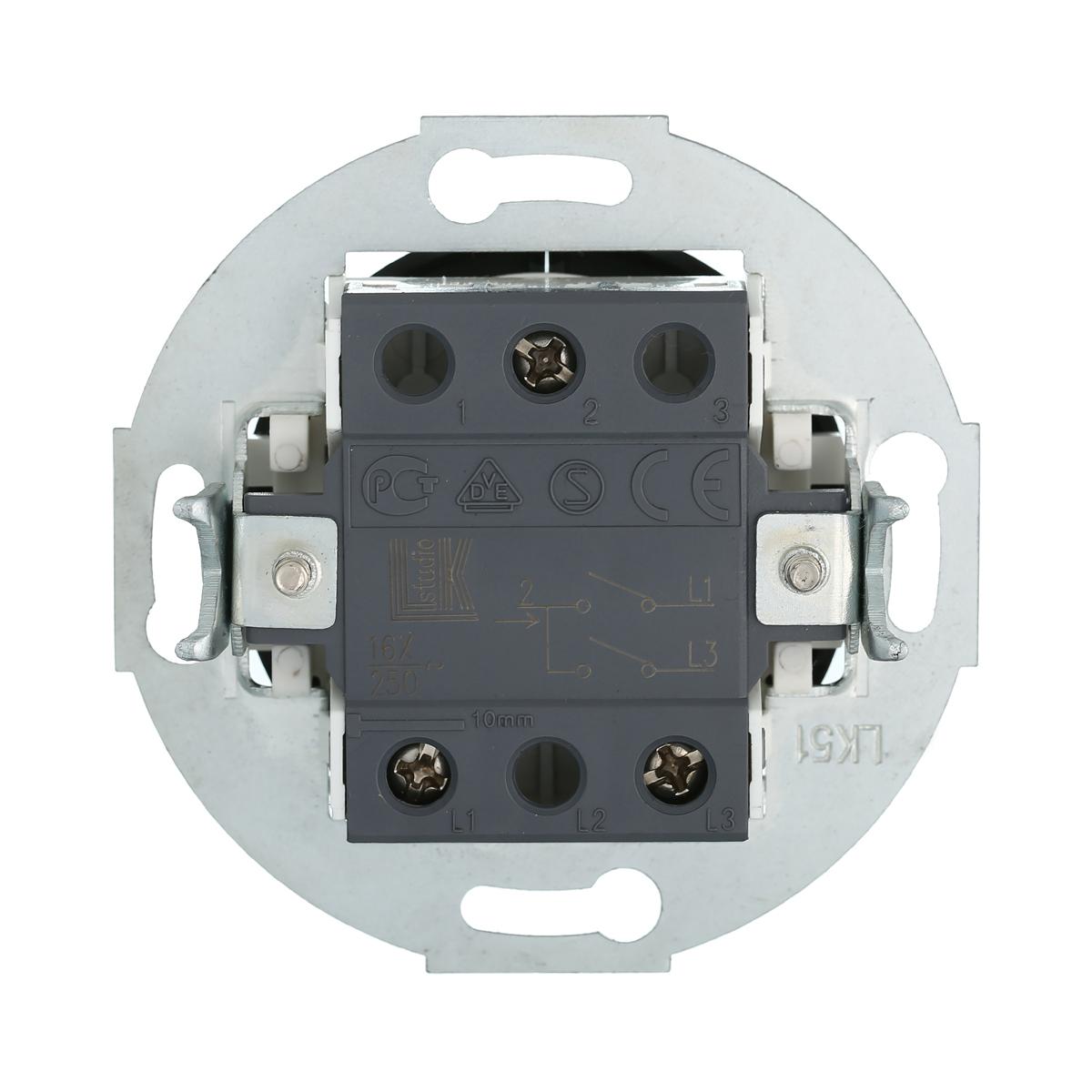 фото выключатель lk studio двухклавишный (схема 5) 16 a, 250 b (черный) vintage 881108-1 | 220svet.ru