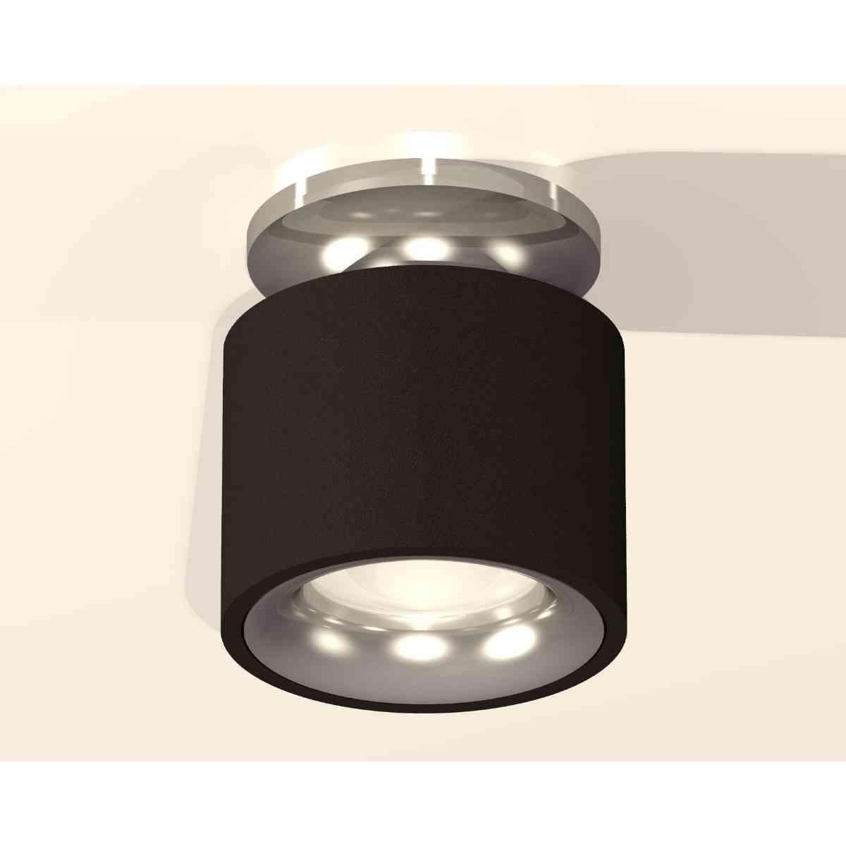 фото комплект накладного светильника ambrella light techno spot xs7511081 sbk/psl черный песок/серебро полированное (n7927, c7511, n7012) | 220svet.ru